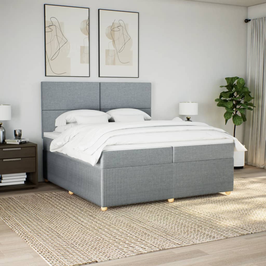 Boxspring met matras stof lichtgrijs 200x200 cm is nu te koop bij PeponiXL, paradijselijk wonen!