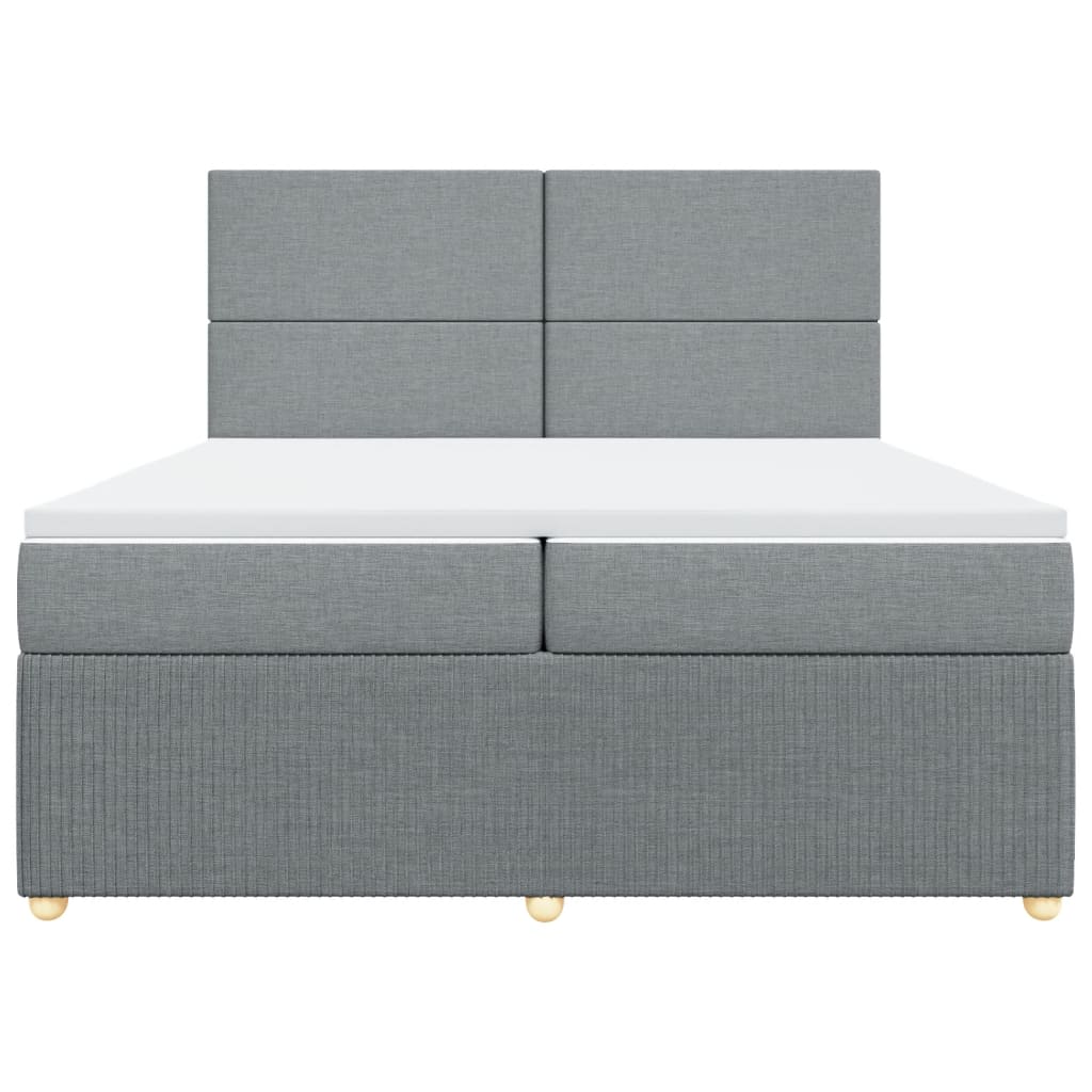Boxspring met matras stof lichtgrijs 200x200 cm is nu te koop bij PeponiXL, paradijselijk wonen!