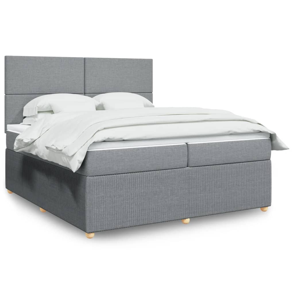 Boxspring met matras stof lichtgrijs 200x200 cm is nu te koop bij PeponiXL, paradijselijk wonen!