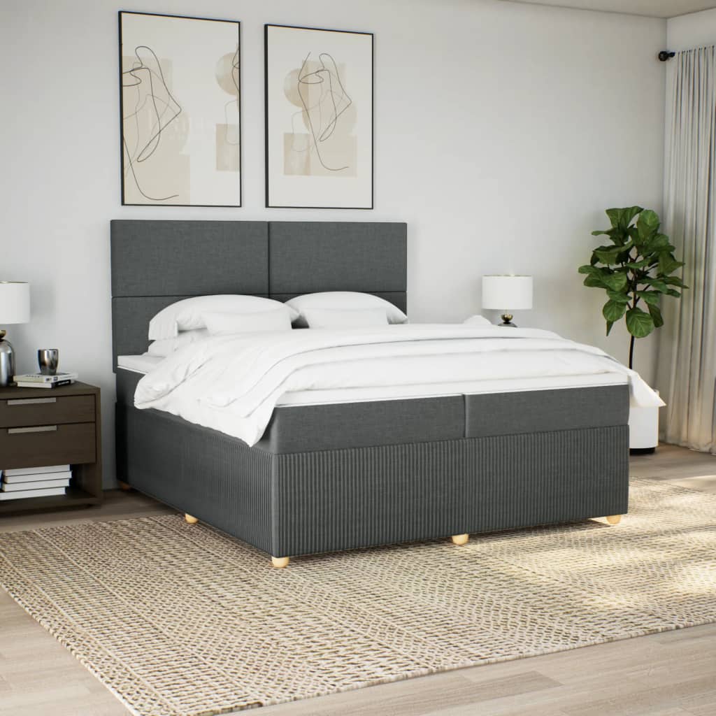 Boxspring met matras stof donkergrijs 200x200 cm is nu te koop bij PeponiXL, paradijselijk wonen!