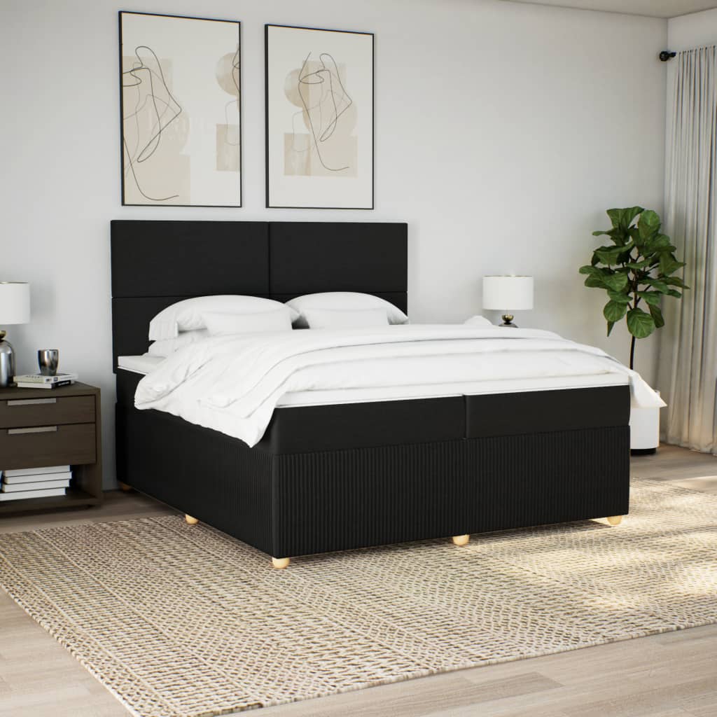 Boxspring met matras stof zwart 200x200 cm is nu te koop bij PeponiXL, paradijselijk wonen!