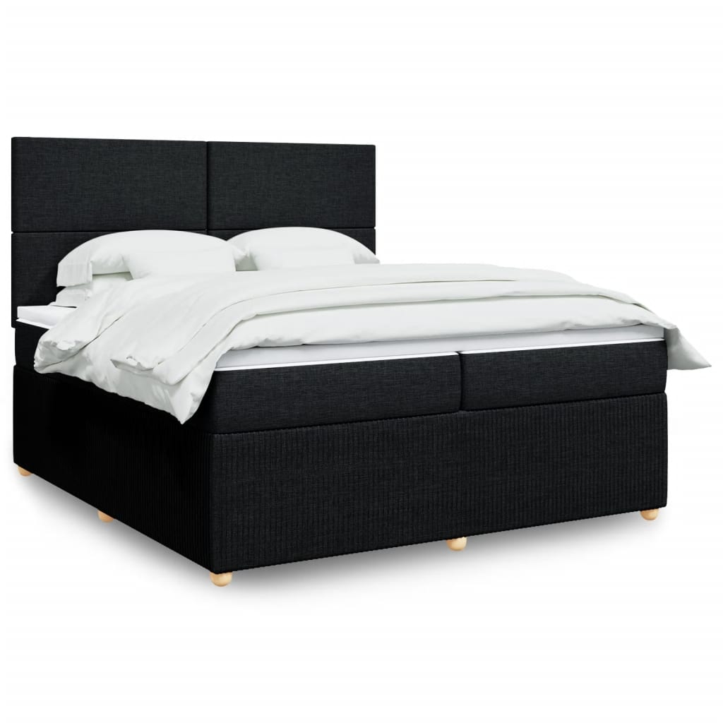 Boxspring met matras stof zwart 200x200 cm is nu te koop bij PeponiXL, paradijselijk wonen!