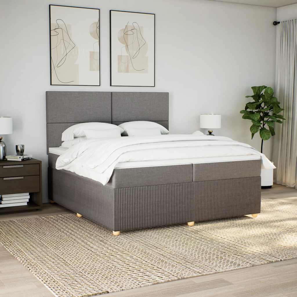Boxspring met matras stof taupe 200x200 cm is nu te koop bij PeponiXL, paradijselijk wonen!