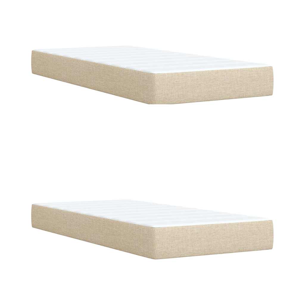 Boxspring met matras stof crèmekleurig 200x200 cm is nu te koop bij PeponiXL, paradijselijk wonen!