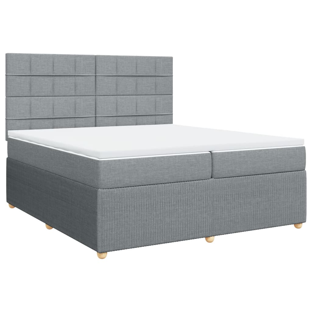 Boxspring met matras stof lichtgrijs 200x200 cm is nu te koop bij PeponiXL, paradijselijk wonen!