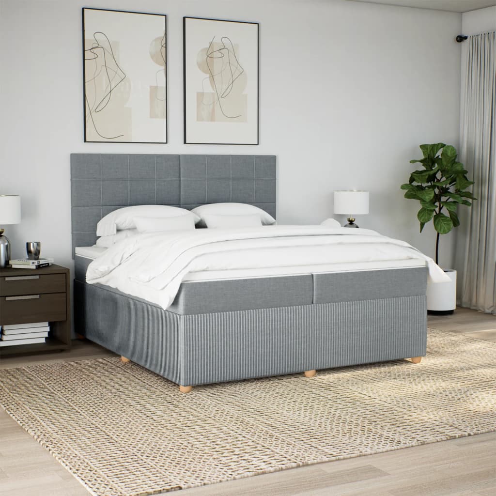 Boxspring met matras stof lichtgrijs 200x200 cm is nu te koop bij PeponiXL, paradijselijk wonen!