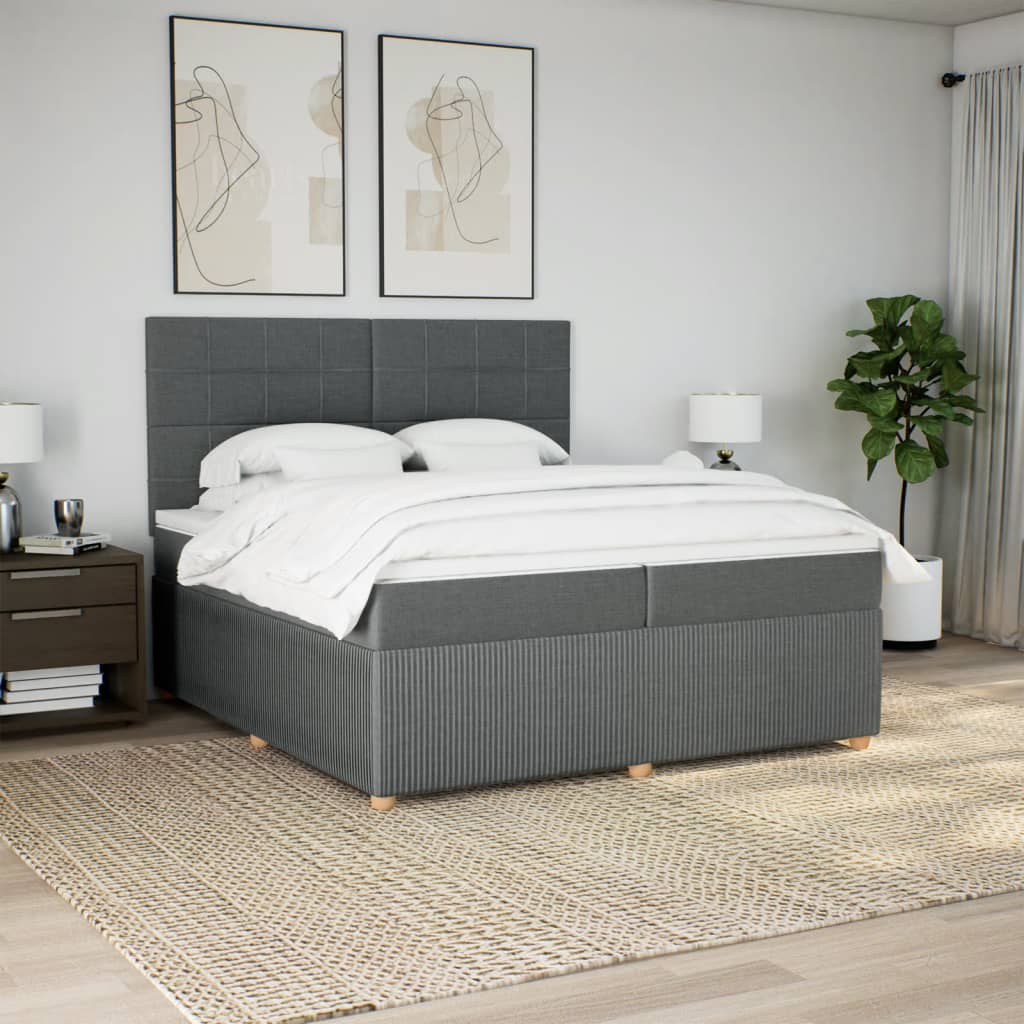 Boxspring met matras stof donkergrijs 200x200 cm is nu te koop bij PeponiXL, paradijselijk wonen!