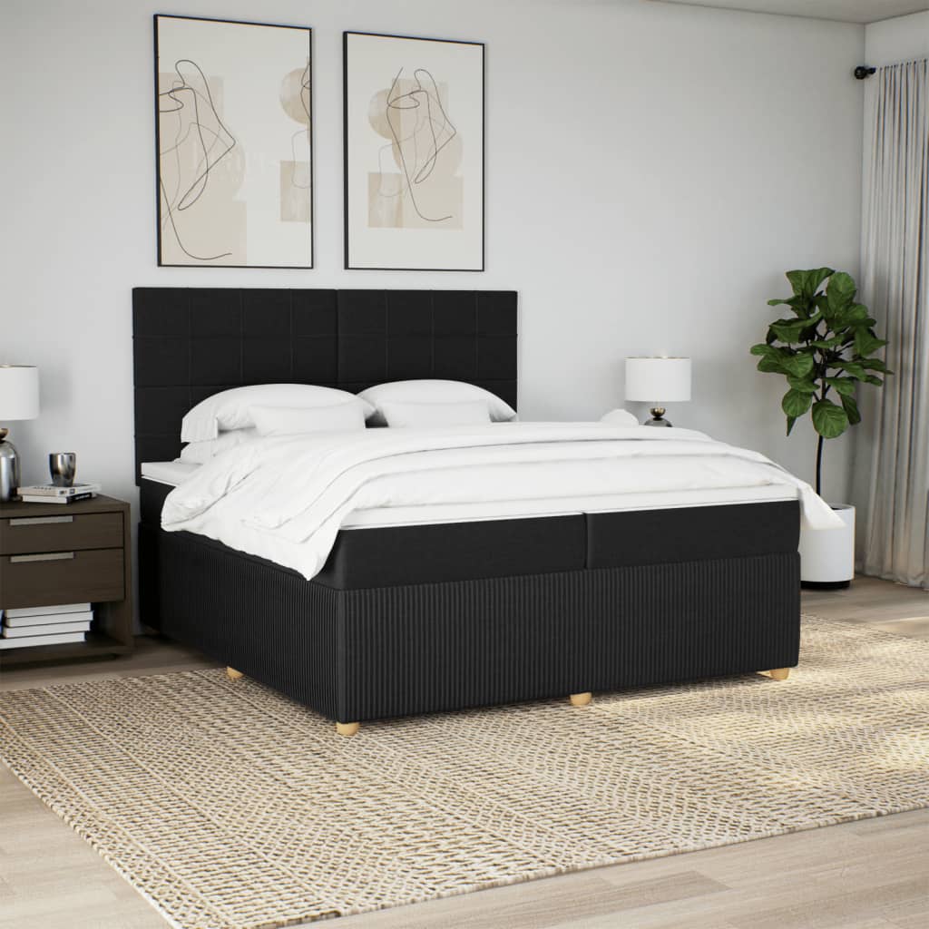 Boxspring met matras stof zwart 200x200 cm is nu te koop bij PeponiXL, paradijselijk wonen!