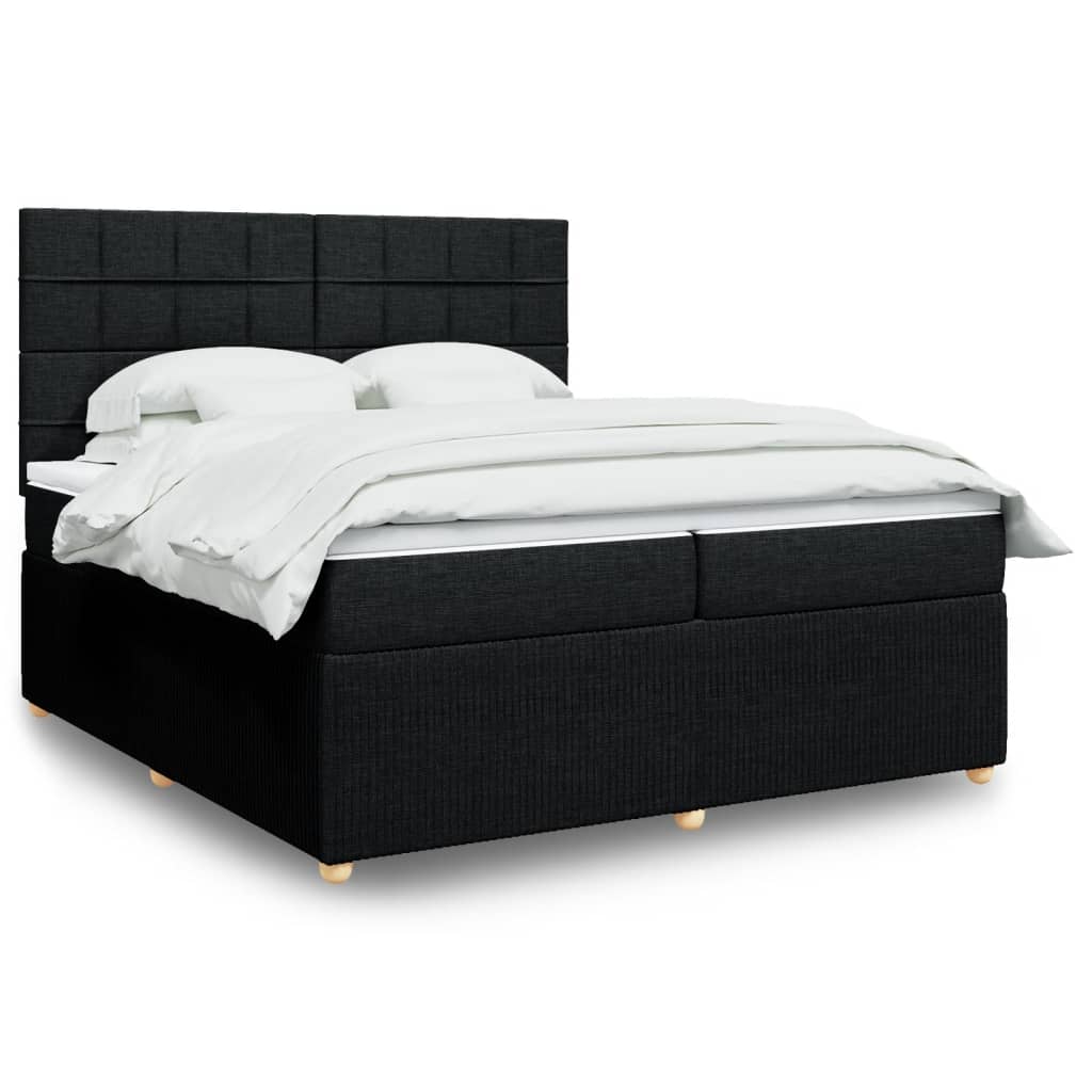 Boxspring met matras stof zwart 200x200 cm is nu te koop bij PeponiXL, paradijselijk wonen!