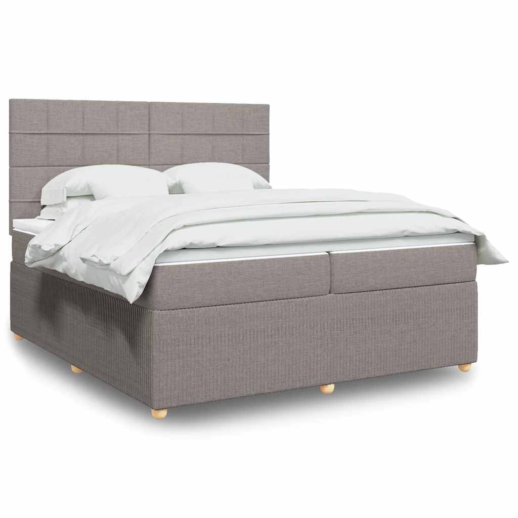 Boxspring met matras stof taupe 200x200 cm is nu te koop bij PeponiXL, paradijselijk wonen!