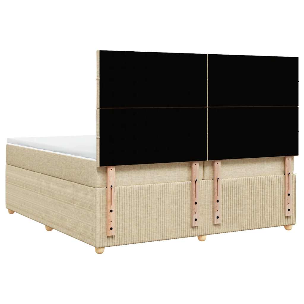 Boxspring met matras stof crèmekleurig 200x200 cm is nu te koop bij PeponiXL, paradijselijk wonen!