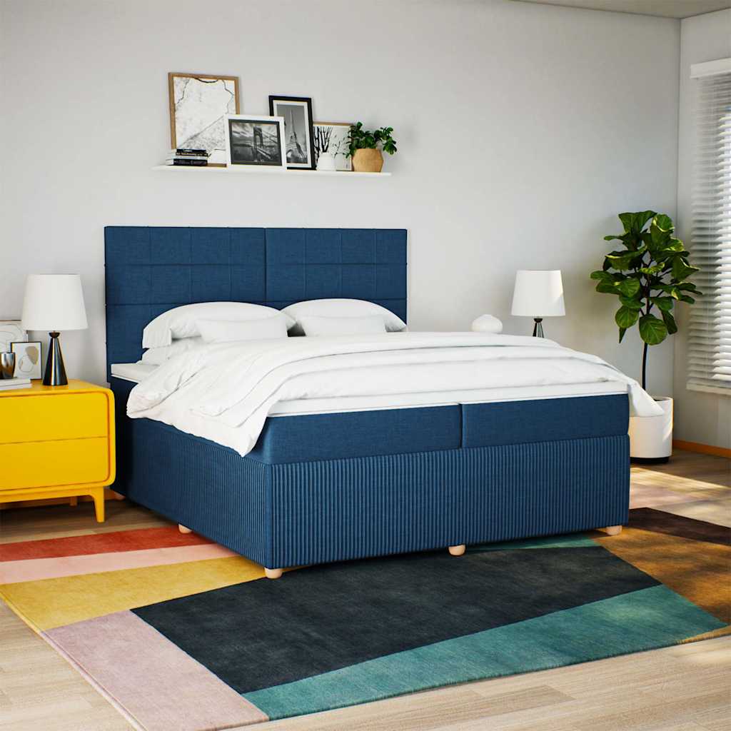 Boxspring met matras stof blauw 200x200 cm is nu te koop bij PeponiXL, paradijselijk wonen!