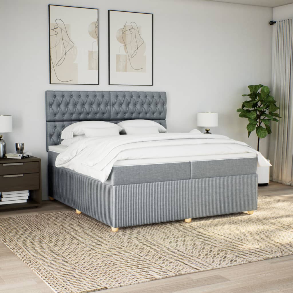 Boxspring met matras stof lichtgrijs 200x200 cm is nu te koop bij PeponiXL, paradijselijk wonen!