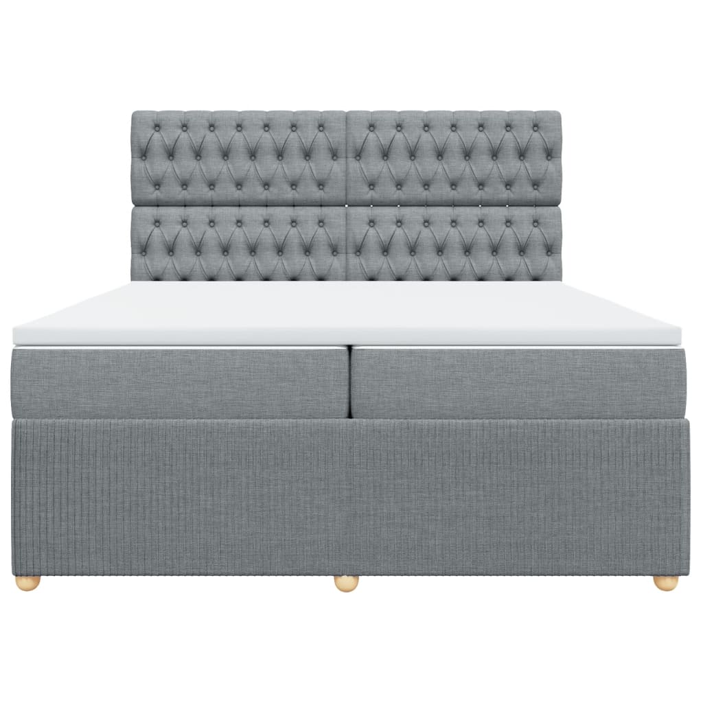 Boxspring met matras stof lichtgrijs 200x200 cm is nu te koop bij PeponiXL, paradijselijk wonen!