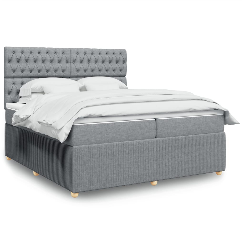 Boxspring met matras stof lichtgrijs 200x200 cm is nu te koop bij PeponiXL, paradijselijk wonen!