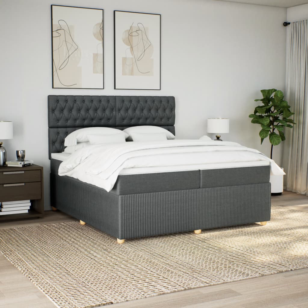 Boxspring met matras stof donkergrijs 200x200 cm is nu te koop bij PeponiXL, paradijselijk wonen!