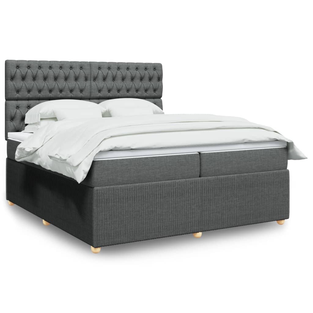 Boxspring met matras stof donkergrijs 200x200 cm is nu te koop bij PeponiXL, paradijselijk wonen!