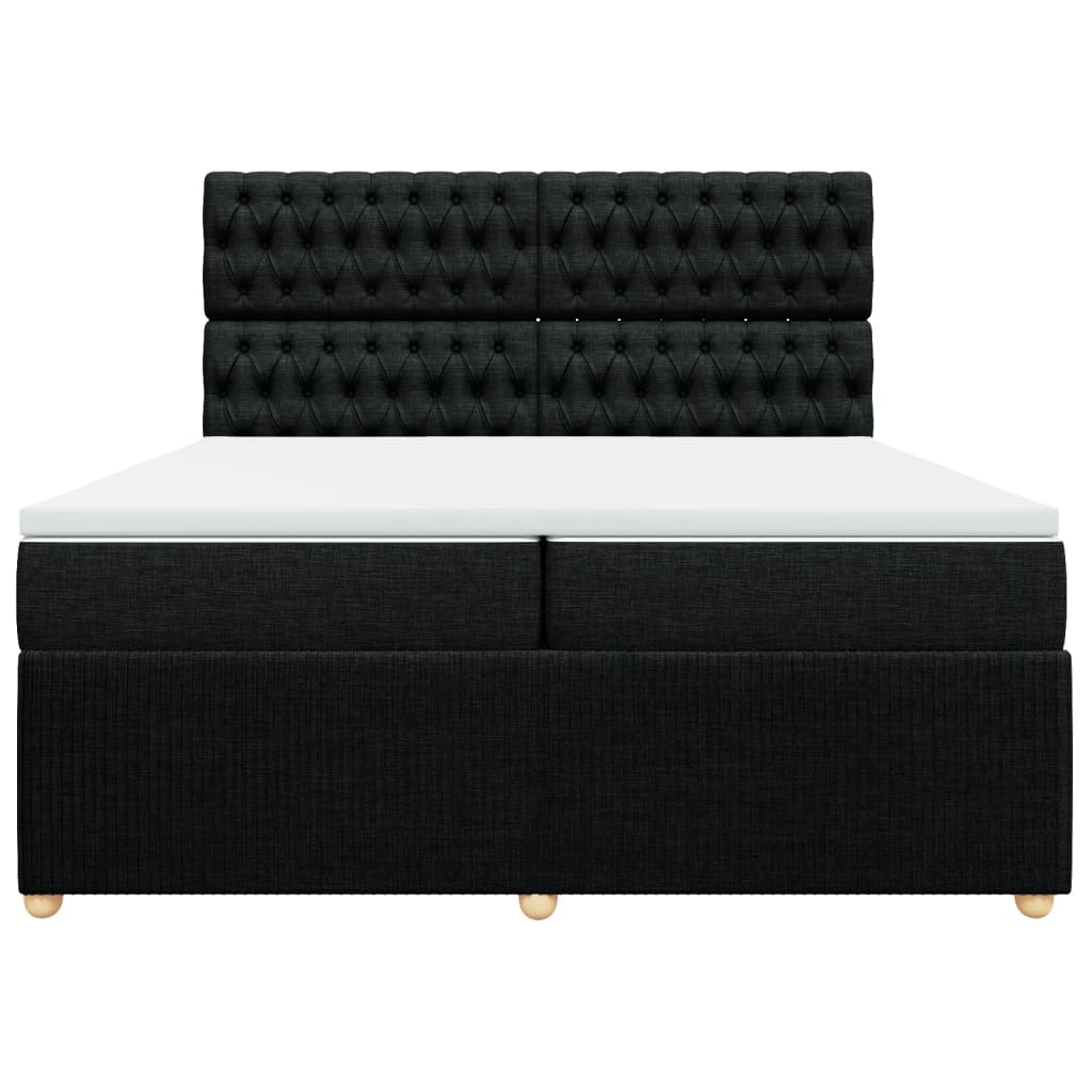 Boxspring met matras stof zwart 200x200 cm is nu te koop bij PeponiXL, paradijselijk wonen!