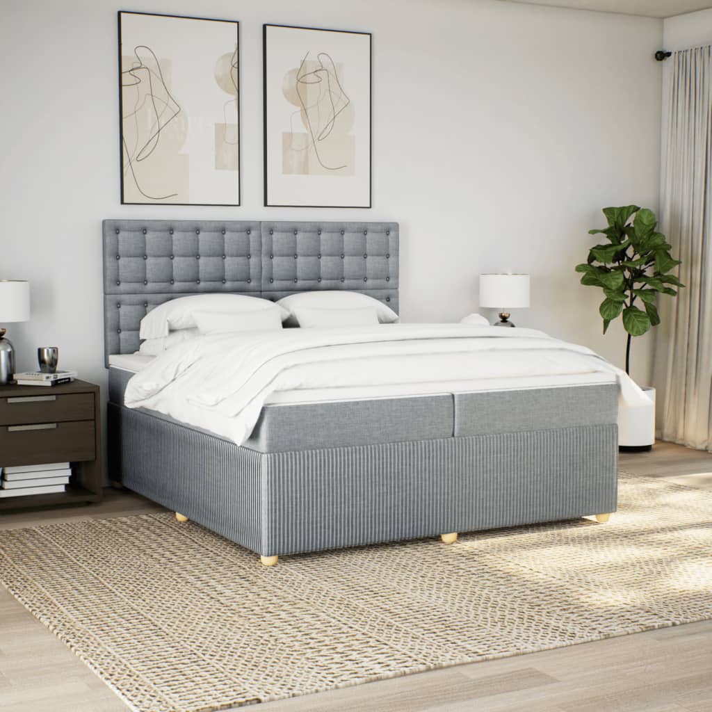 Boxspring met matras stof lichtgrijs 200x200 cm is nu te koop bij PeponiXL, paradijselijk wonen!