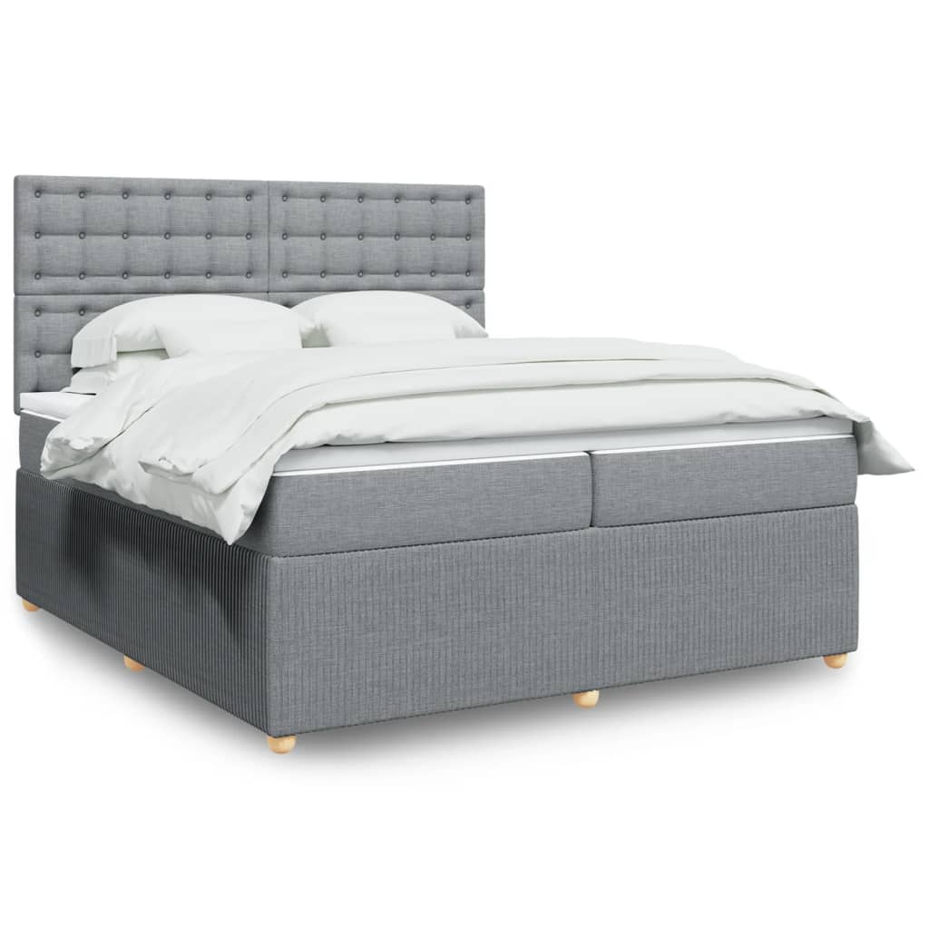 Boxspring met matras stof lichtgrijs 200x200 cm is nu te koop bij PeponiXL, paradijselijk wonen!