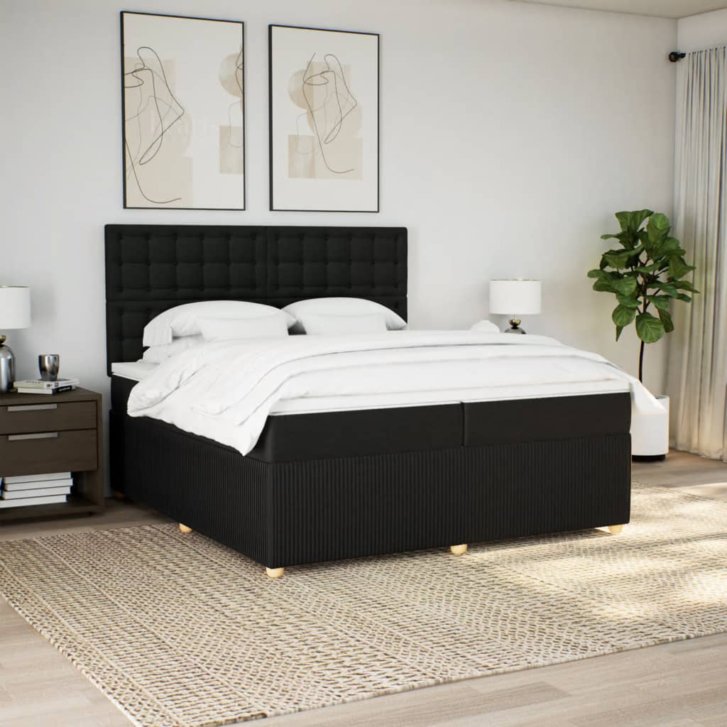 Boxspring met matras stof zwart 200x200 cm is nu te koop bij PeponiXL, paradijselijk wonen!