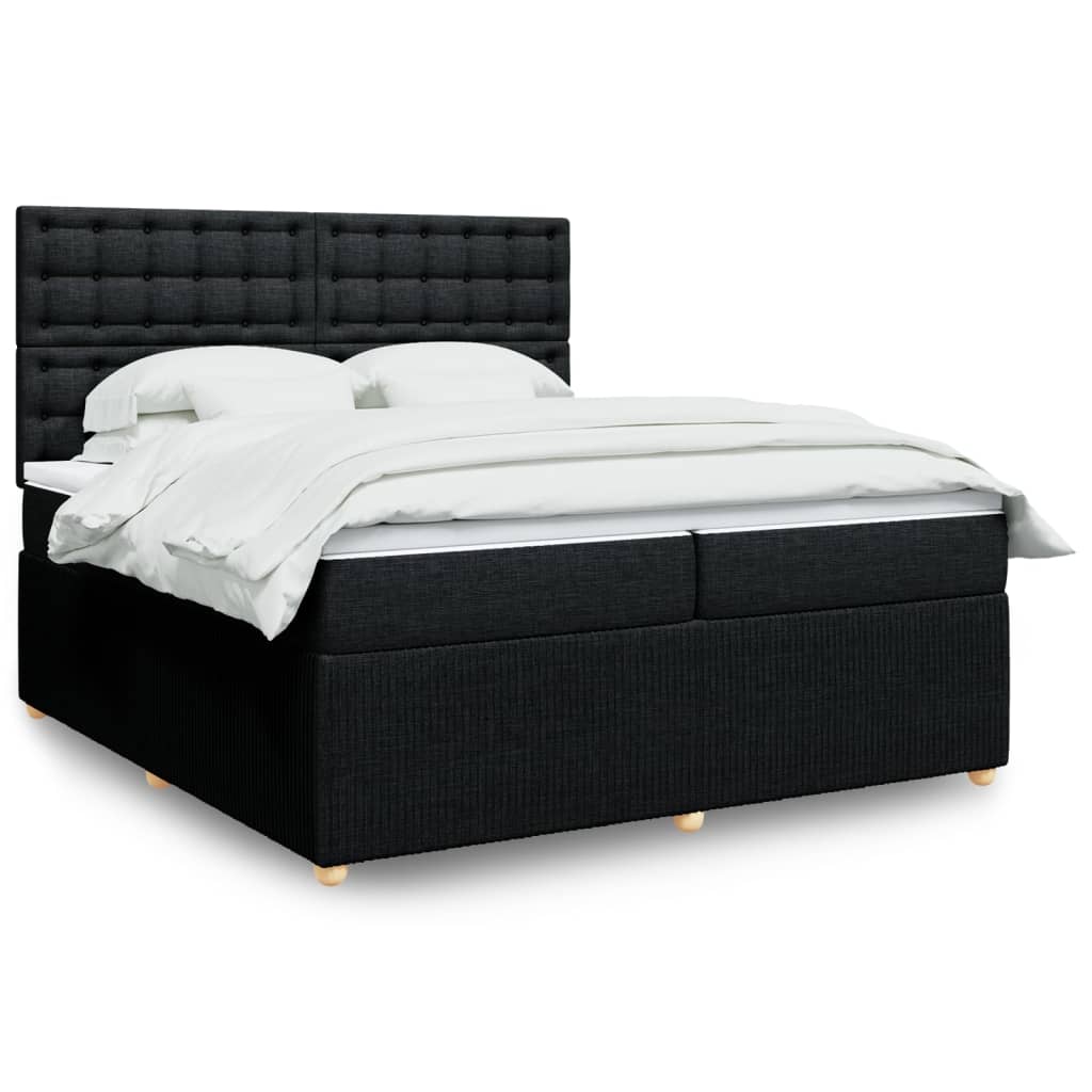 Boxspring met matras stof zwart 200x200 cm is nu te koop bij PeponiXL, paradijselijk wonen!