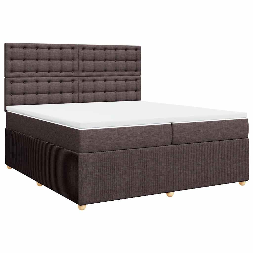 Boxspring met matras stof donkerbruin 200x200 cm is nu te koop bij PeponiXL, paradijselijk wonen!