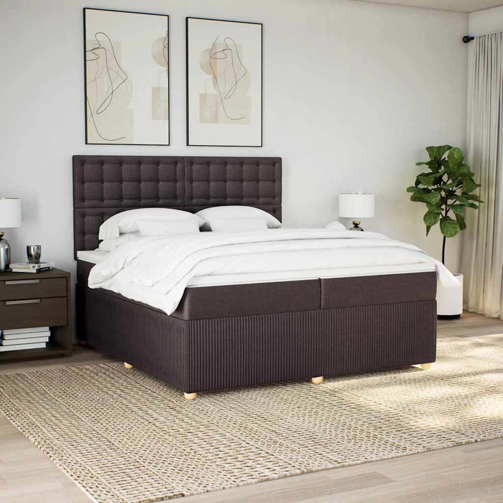 Boxspring met matras stof donkerbruin 200x200 cm is nu te koop bij PeponiXL, paradijselijk wonen!