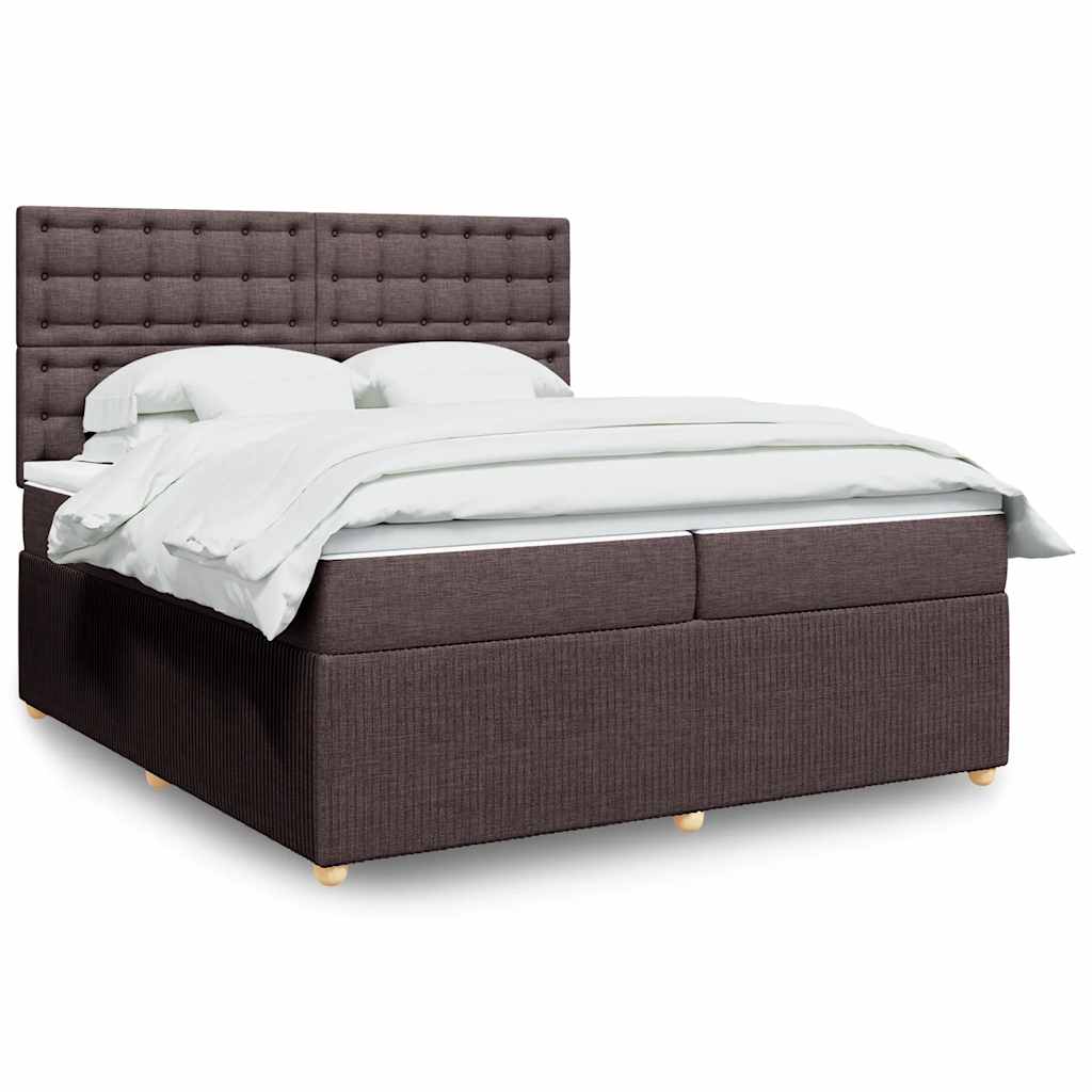 Boxspring met matras stof donkerbruin 200x200 cm is nu te koop bij PeponiXL, paradijselijk wonen!