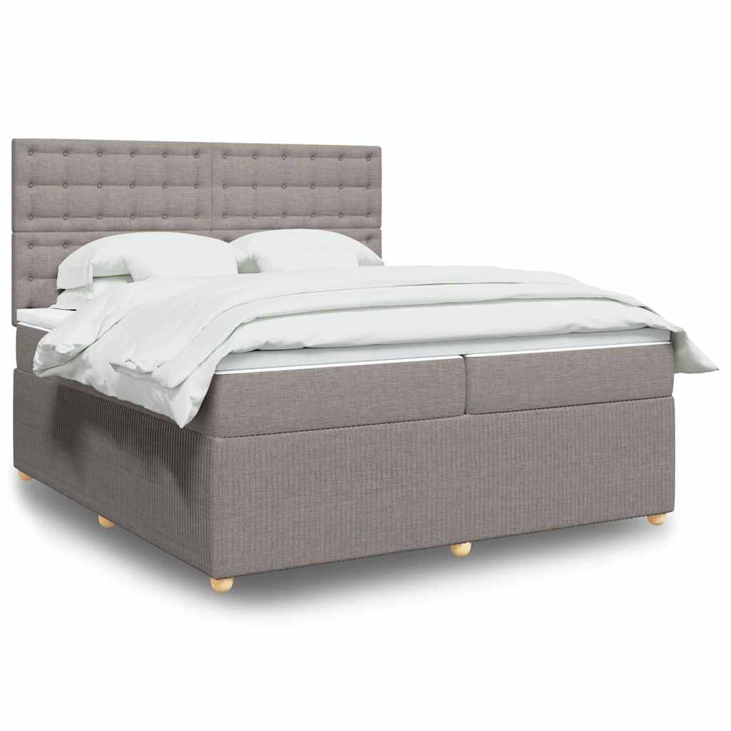 Boxspring met matras stof taupe 200x200 cm is nu te koop bij PeponiXL, paradijselijk wonen!