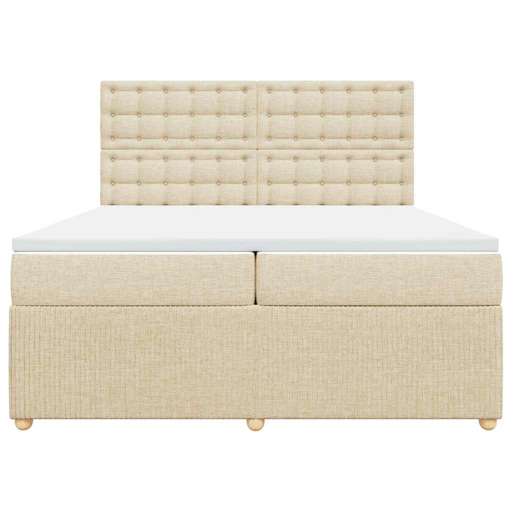 Boxspring met matras stof crèmekleurig 200x200 cm is nu te koop bij PeponiXL, paradijselijk wonen!