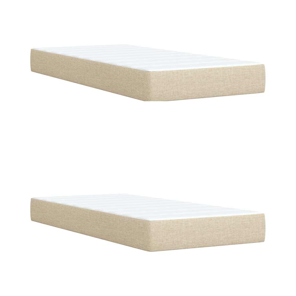 Boxspring met matras stof crèmekleurig 200x200 cm is nu te koop bij PeponiXL, paradijselijk wonen!