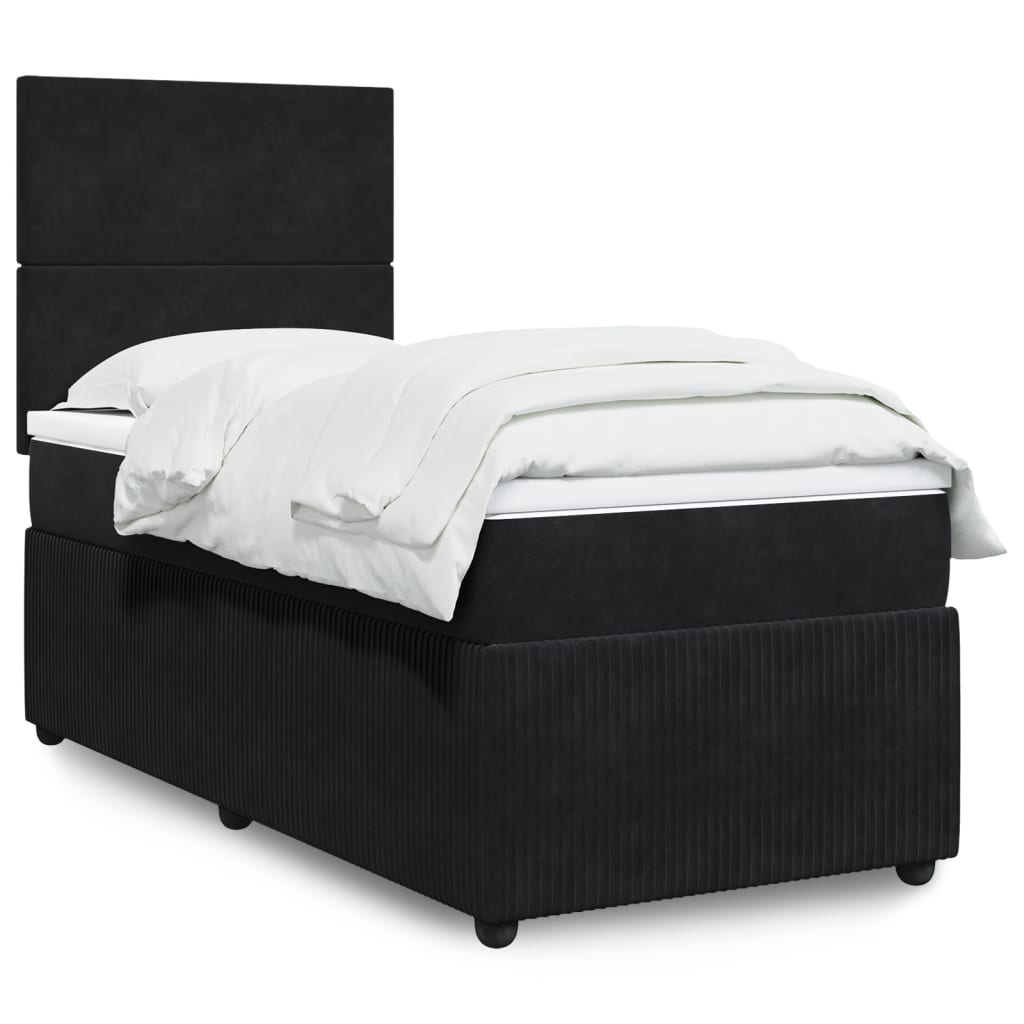 Boxspring met matras fluweel zwart 80x200 cm is nu te koop bij PeponiXL, paradijselijk wonen!