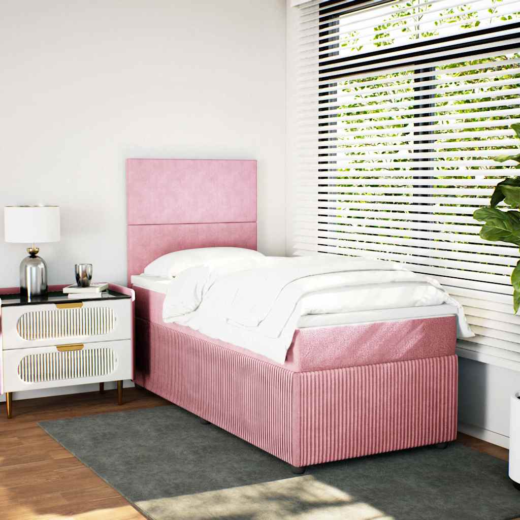 Boxspring met matras fluweel roze 80x200 cm is nu te koop bij PeponiXL, paradijselijk wonen!