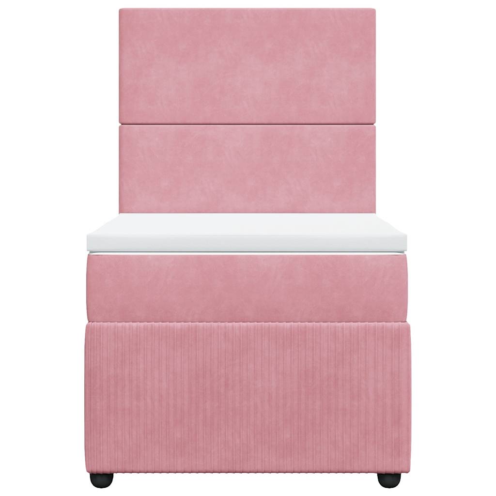 Boxspring met matras fluweel roze 80x200 cm is nu te koop bij PeponiXL, paradijselijk wonen!
