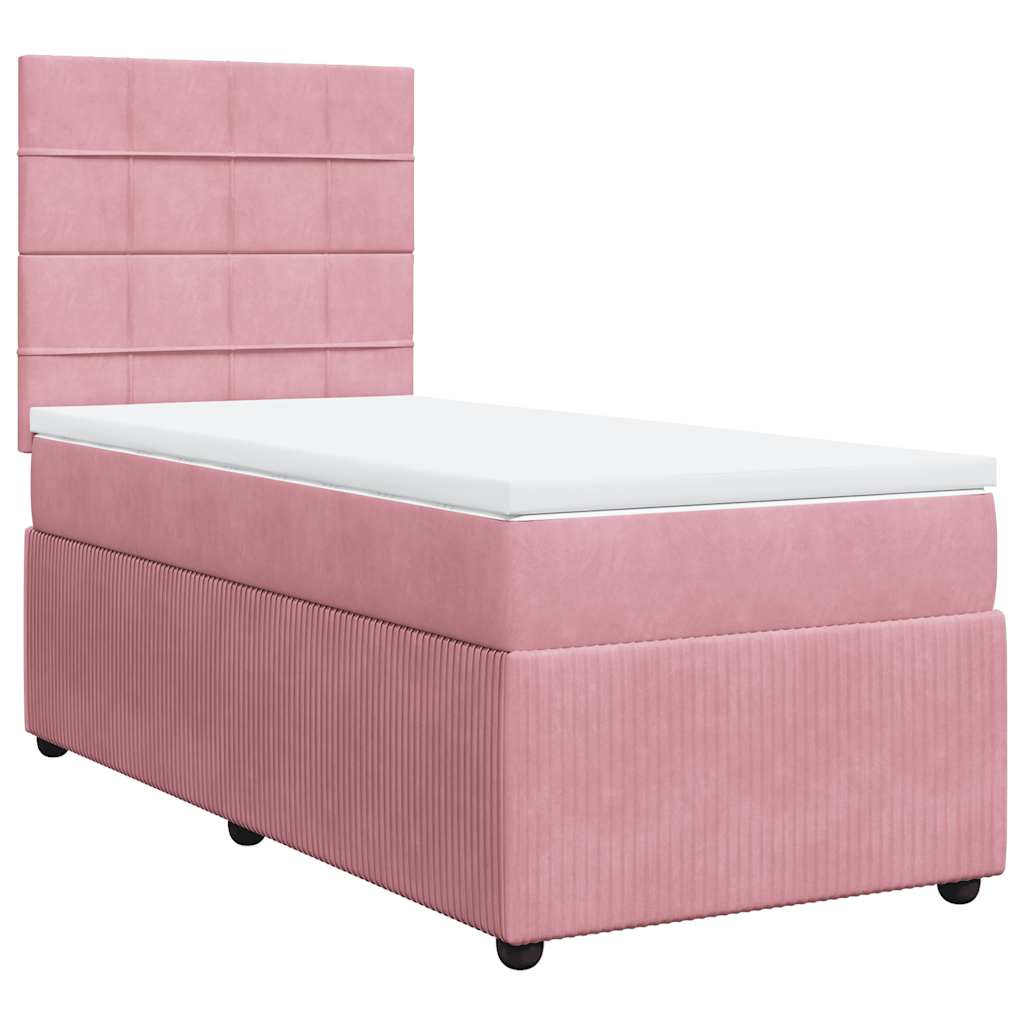 Boxspring met matras fluweel roze 80x200 cm is nu te koop bij PeponiXL, paradijselijk wonen!