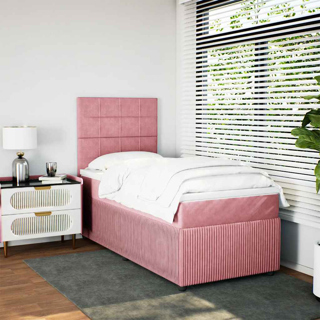 Boxspring met matras fluweel roze 80x200 cm is nu te koop bij PeponiXL, paradijselijk wonen!
