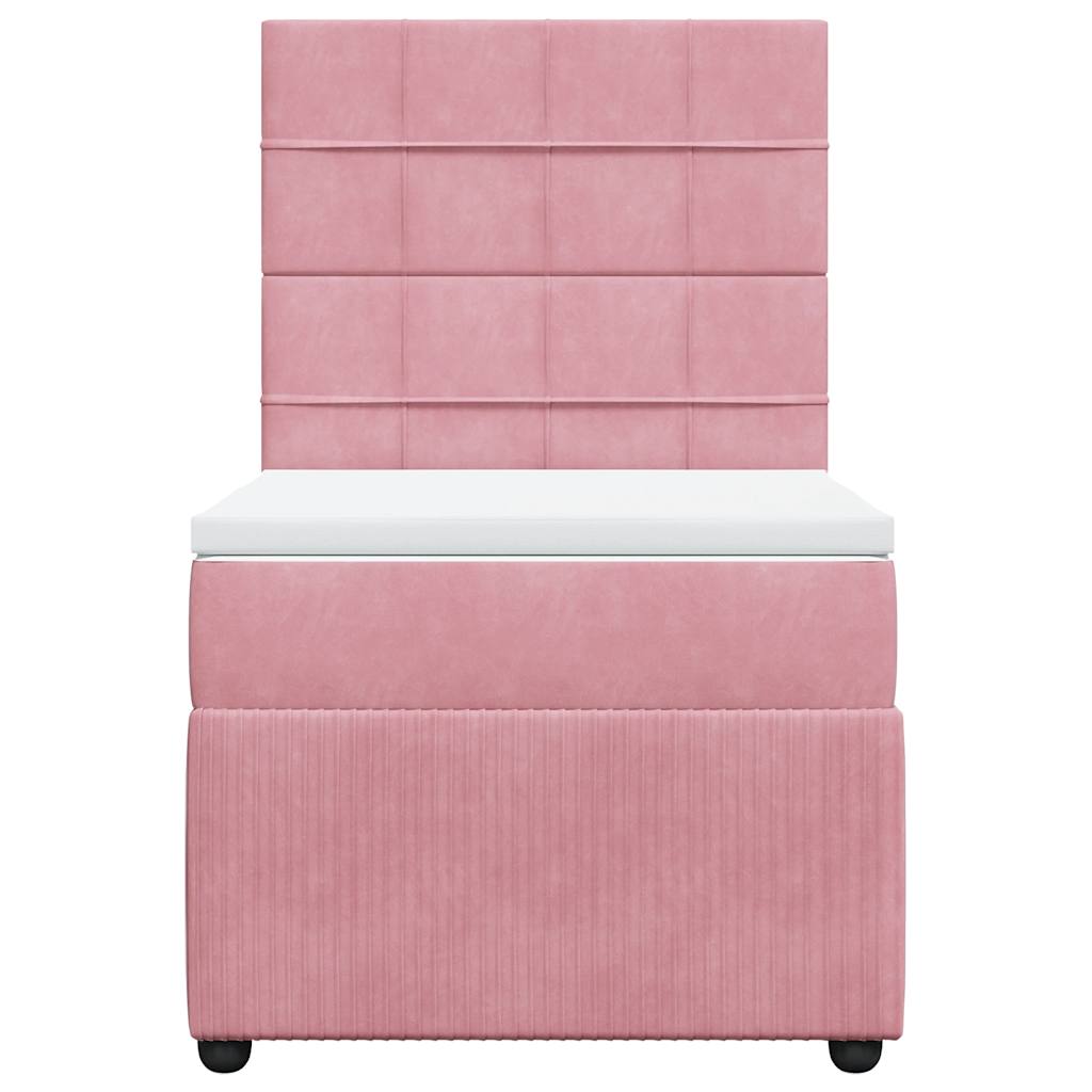 Boxspring met matras fluweel roze 80x200 cm is nu te koop bij PeponiXL, paradijselijk wonen!