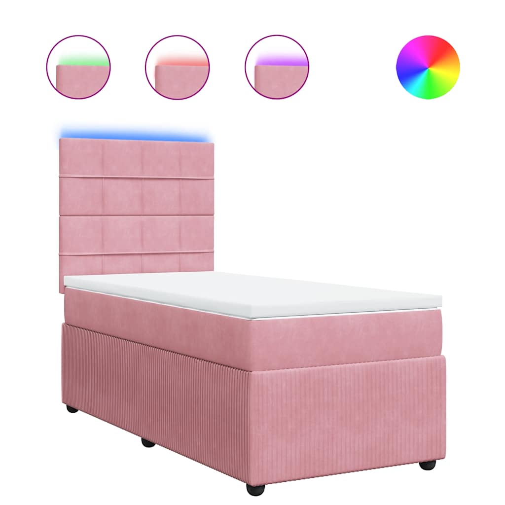 Boxspring met matras fluweel roze 80x200 cm is nu te koop bij PeponiXL, paradijselijk wonen!