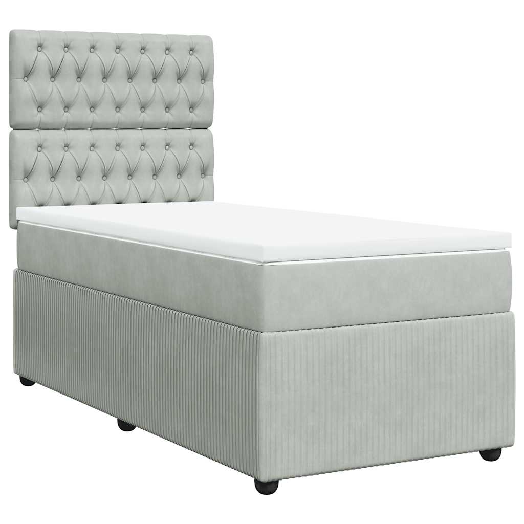 Boxspring met matras fluweel lichtgrijs 80x200 cm is nu te koop bij PeponiXL, paradijselijk wonen!