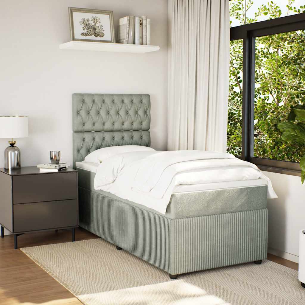 Boxspring met matras fluweel lichtgrijs 80x200 cm is nu te koop bij PeponiXL, paradijselijk wonen!