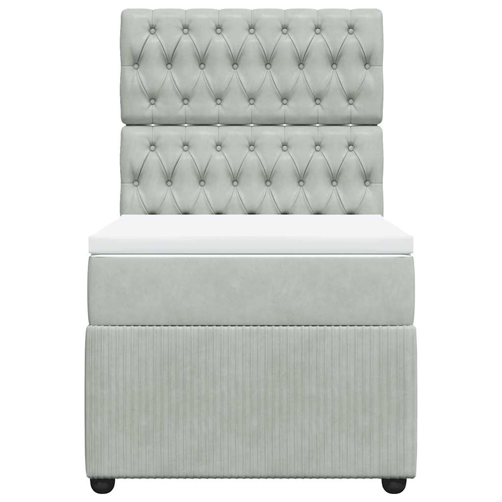 Boxspring met matras fluweel lichtgrijs 80x200 cm is nu te koop bij PeponiXL, paradijselijk wonen!