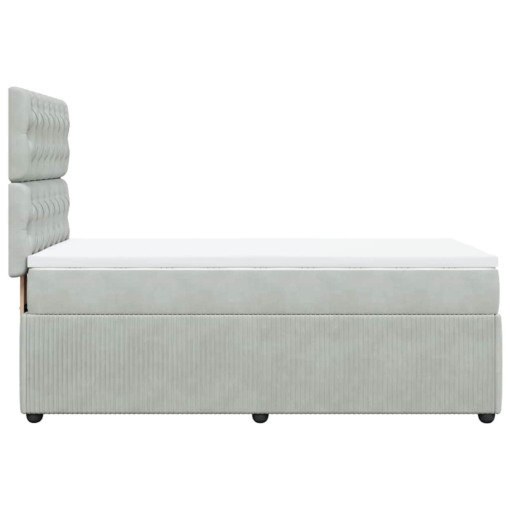Boxspring met matras fluweel lichtgrijs 80x200 cm is nu te koop bij PeponiXL, paradijselijk wonen!