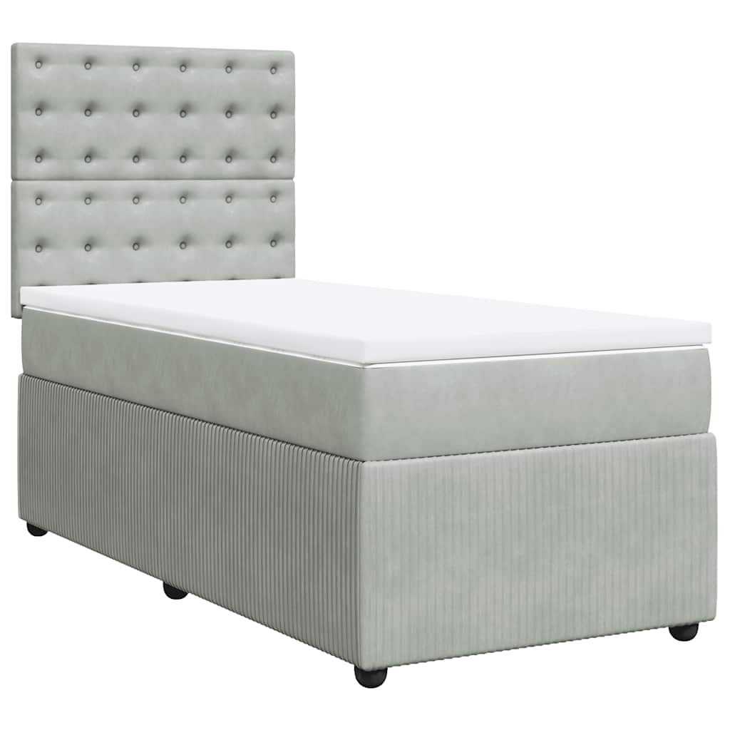 Boxspring met matras fluweel lichtgrijs 80x200 cm is nu te koop bij PeponiXL, paradijselijk wonen!