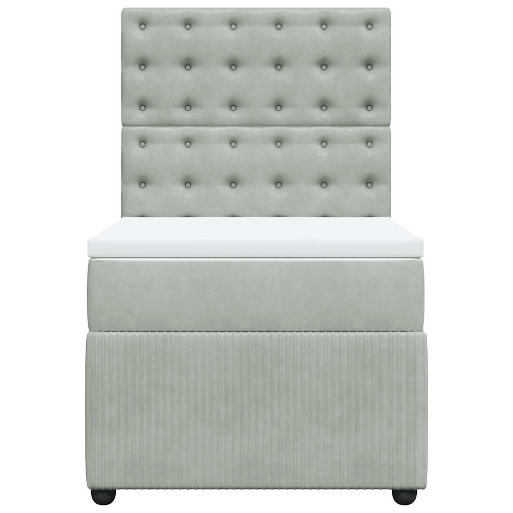 Boxspring met matras fluweel lichtgrijs 80x200 cm is nu te koop bij PeponiXL, paradijselijk wonen!