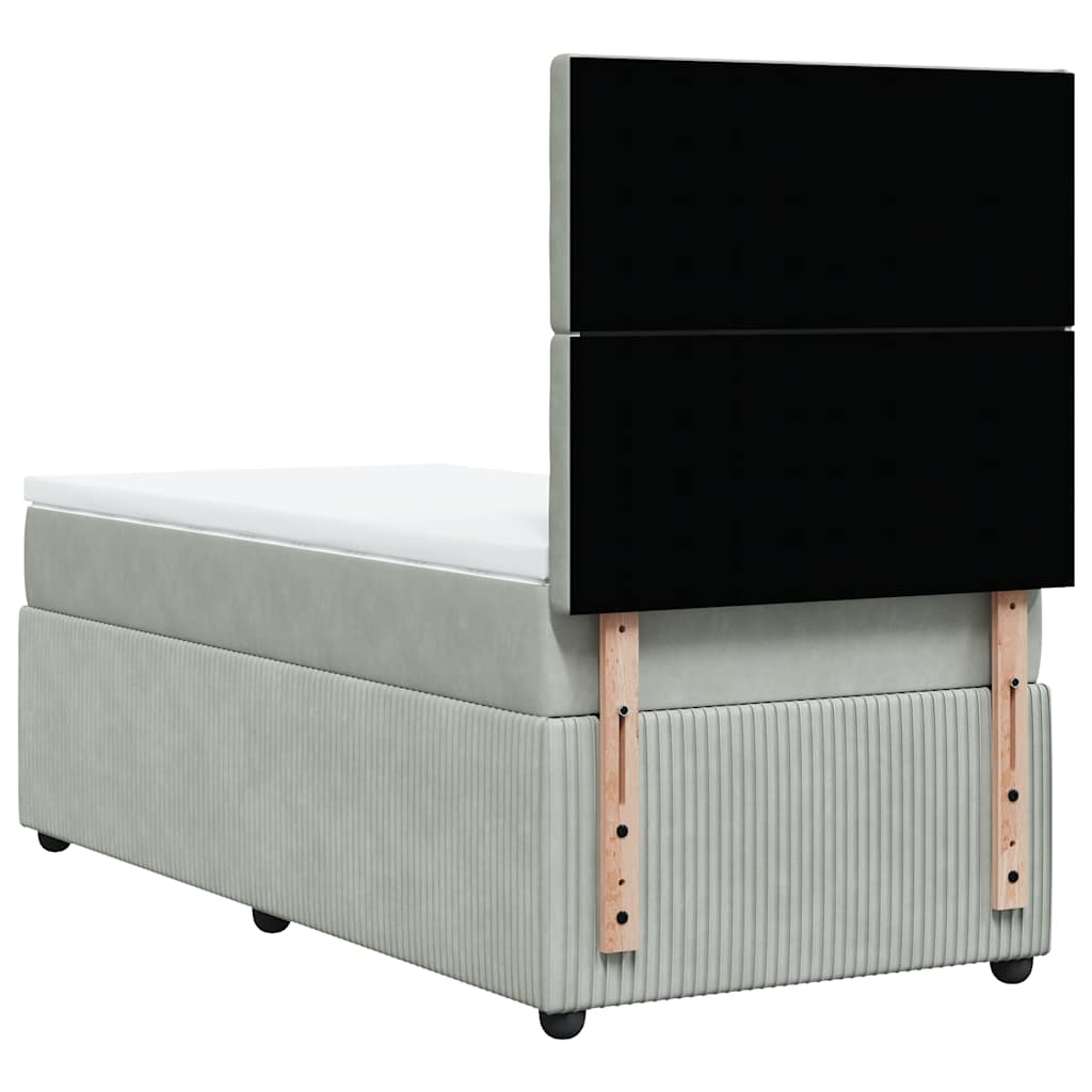 Boxspring met matras fluweel lichtgrijs 80x200 cm is nu te koop bij PeponiXL, paradijselijk wonen!