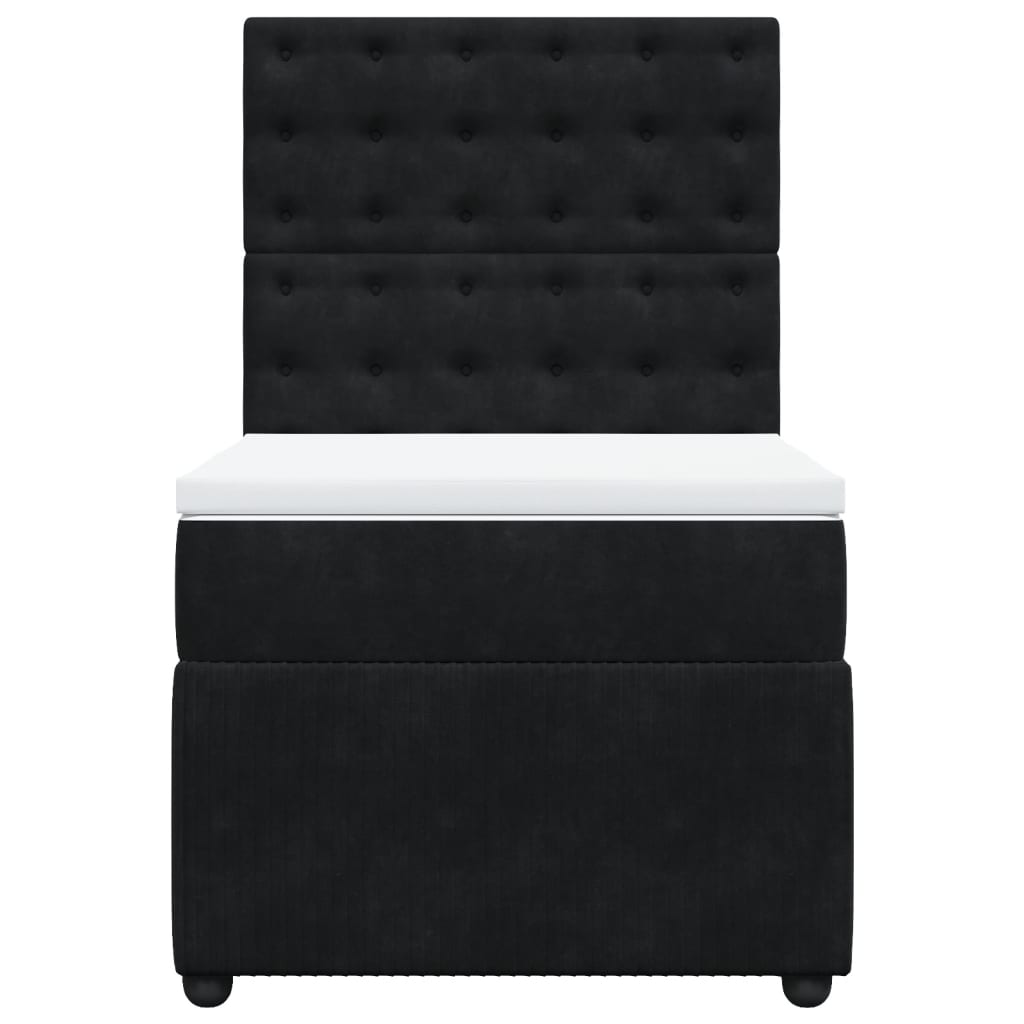 Boxspring met matras fluweel zwart 80x200 cm is nu te koop bij PeponiXL, paradijselijk wonen!