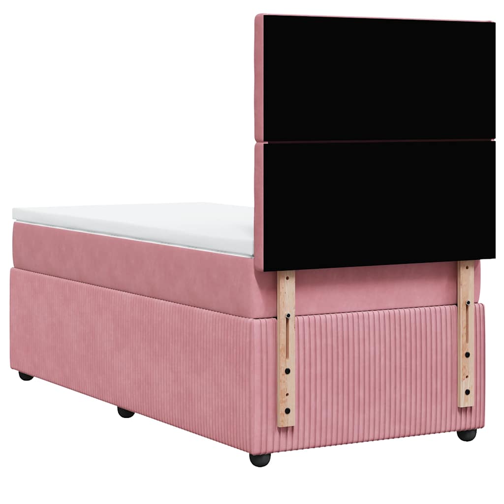 Boxspring met matras fluweel roze 80x200 cm is nu te koop bij PeponiXL, paradijselijk wonen!