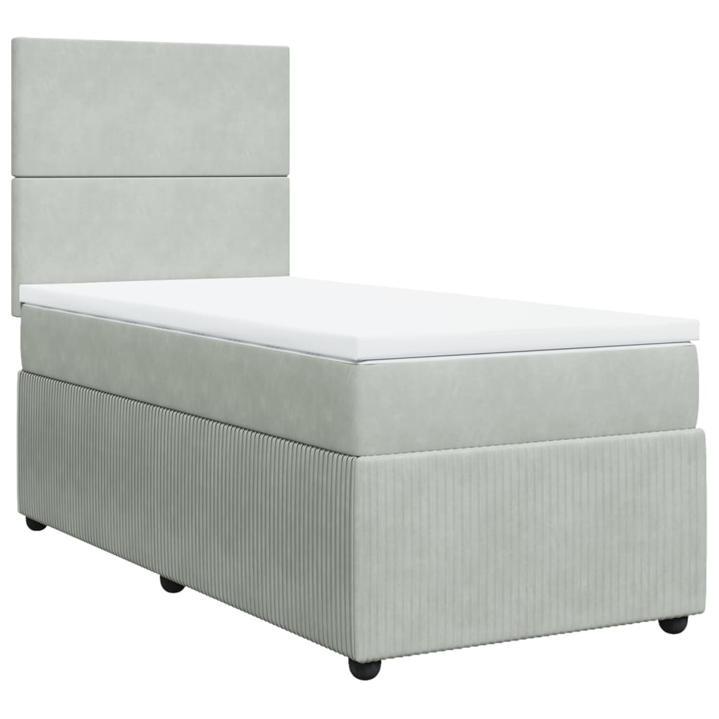 Boxspring met matras fluweel lichtgrijs 90x190 cm is nu te koop bij PeponiXL, paradijselijk wonen!