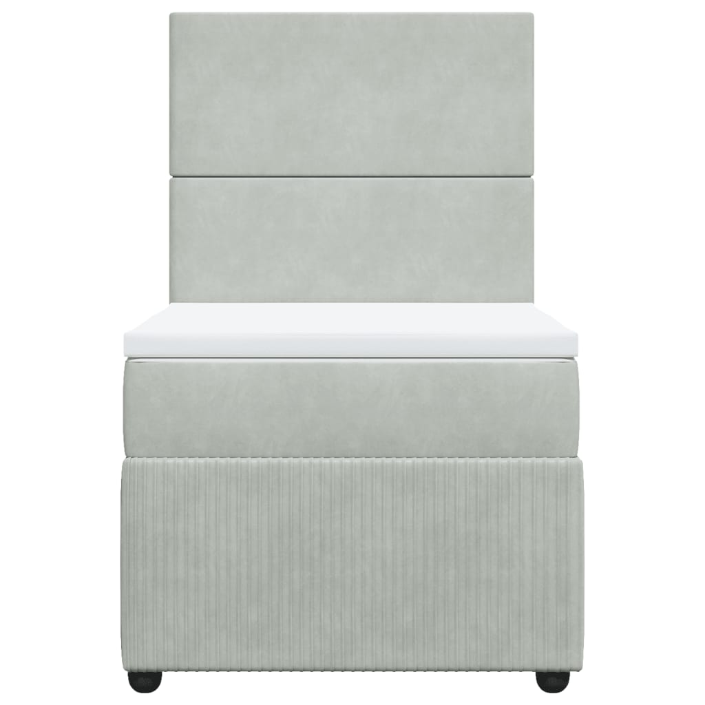 Boxspring met matras fluweel lichtgrijs 90x190 cm is nu te koop bij PeponiXL, paradijselijk wonen!